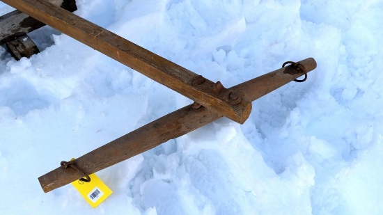 12' wagon draw bar has a cross piece stenciled 1649 S.A.R.