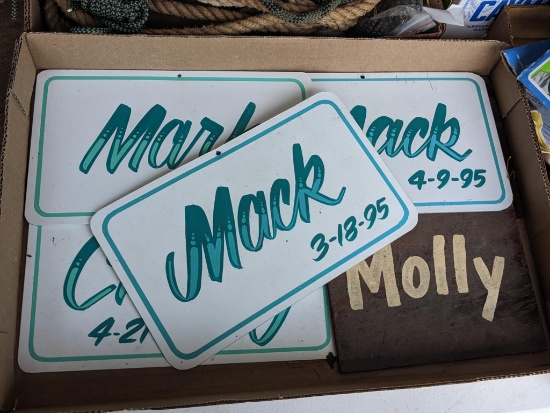 Name tag plaques, most measure approx 10"x6".