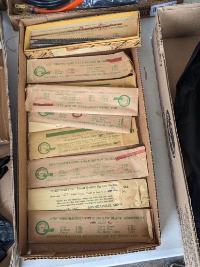 Shopmaster jig saw blades with differing teeth size and blade width. each package has about 4 blades