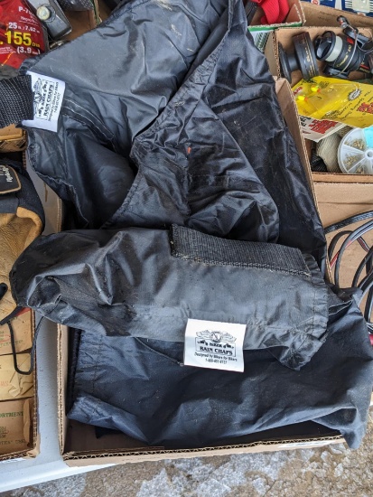 Two pairs of XXL rain chaps for when you get caught in the rain.