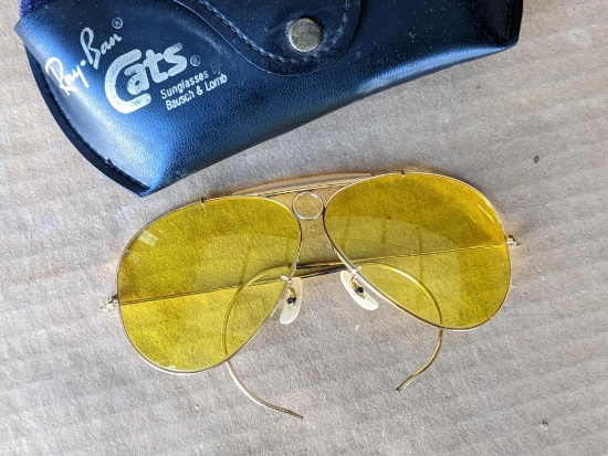 Vintage Ray Ban Cats amber aviation style sunglasses by Bausch & Lomb are in good condition and come