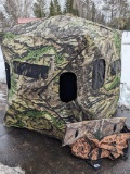 Primos Double Bull Dark Horse ground hunting blind with screen, bag, and a 3' x 1' Ameristep pad.