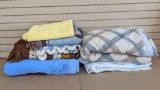 Cheery yellow 100 percent cotton throw by Smith & Johnson; plus a variety of blankets and afghans.