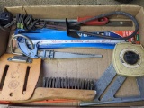 Wire brush, Lenox hack saw blades, tape measures, speed square, more. Longest piece 18