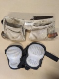 Nice pair of knee pads; leather tool belt.