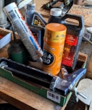 No shipping. Black Flag insecticide, gasoline treatment, a caulk gun w/ white caulk, more.