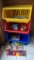 Colorful Epic stacking bins on wheels including cards, Hot Wheels, flashcards, crayons, stamps and