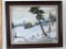 Nicely framed winter scene painting by Mary Jane Lobermeier measures approx. 30