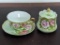 Very pretty Lefton china cup & saucer with matching honey pot with lid.