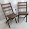 Pair of antique folding banquet hall chairs stand 32