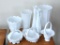 Westmoreland Glass and other milk glass (possibly other) incl vases, baskets, footed dish. Hobnail