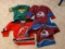 Child's medium sized Green Bay Packers mesh jersey; two NHL hockey jerseys are child's size medium;