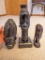 Three pieces of carved figures - all look like ebony wood or similar. Tallest is approx. 11