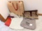 Vintage and newer woven purses and bags. Largest is 17