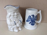 Pfaltzgraff eagle stein and a Colonial themed stoneware pitcher of the same. Both in good condition