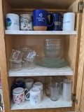 Fortecrisa coffee mugs and scalloped plates, other coffee mugs and drinking glasses. Plates up to