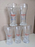Five Hamm's beer glasses are each 5-1/2