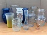 Vases including a couple of bud vases; tallest vase measures 9-1/2