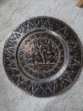 Large metal wall plate with deer; measures 22-1/2