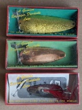 Eppinger Dardevle Lures in original boxes; largest lure measures 3-1/2