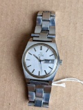 Omega Automatic men's watch with date and day windows. Duchess stainless steel band has the Omega