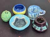 Five pieces of handmade pottery up to 5