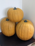 Three faux pumpkins, tallest is nearly 13
