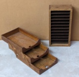 2 Unique wooden filing boxes are great for your office. Tallest is approx 19