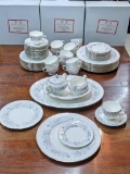 Wedgwood Belle Fleur pattern English fine bone china service for 12, plus two extra cups and