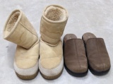 Acorn boots are Women's size 8 and in pretty good condition. Europedica slippers with leather uppers