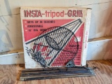 Insta-tripod-grill with original box - great for campfire cooking.