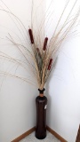 5' tall faux cattail and reed arrangement is in good condition.