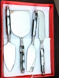 Vintage cheese or appetizer serving pieces with Mother of Pearl handles incl cheese knife and three