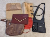 Four vintage leather purses by Stone Mountain, Teek-Orr, Almondo and other; plus two other newer