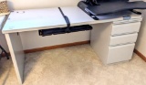 Office desk with three drawers and keyboard shelf. Spacious desk is 5' wide x 29
