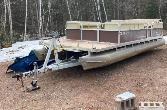 24 foot pontoon boat with 40 hp Mercury outboard  motor and trailer (2" ball hitch).