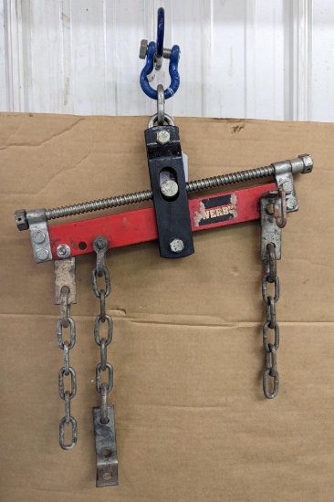 Engine puller / cherry picker tilt mechanism is about 17" wide. Once you use one of these, you'll