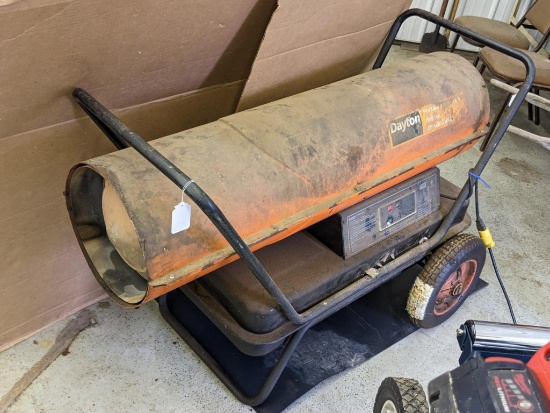 Massive Dayton portable Salamander or torpedo style heater is Model 3VE53C. Stands 3' tall and 52"