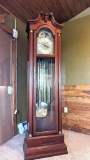 Beautiful Grandfather clock has Original Kieninger German movement and features second hand, beveled