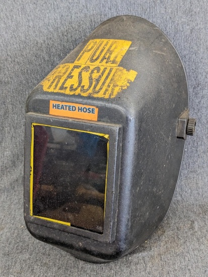 Vintage Huntsman welding helmet w/ vintage stickers and good glass.