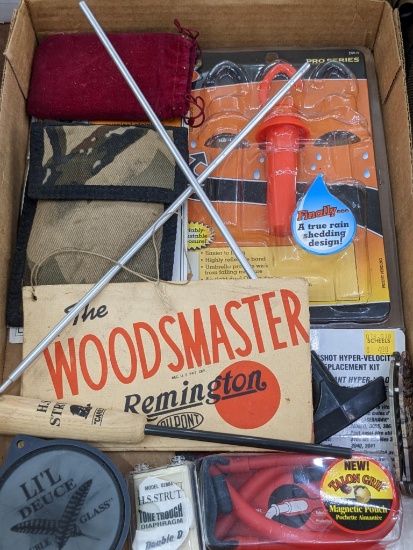 Gun cleaning supplies, hand warmer, pocket knife, Drop Wick, and more.