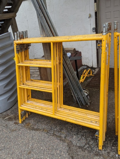 Four rings of scaffold includes eight ends, each 62" wide x 60" high and eight cross braces each