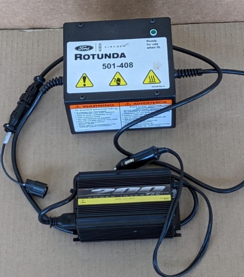 Schumacher 200 watt power inverter is currently hooked up to a Rotunda door latch cleaner is model