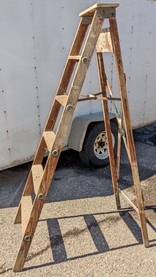 6' tall folding ladder with paint tray, is pretty sturdy and all the steps are in good condition.