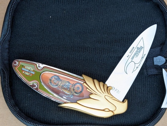 Harley Davidson Motorcycles Franklin Mint Collector Knife is Model 74 and comes with case. Knife is