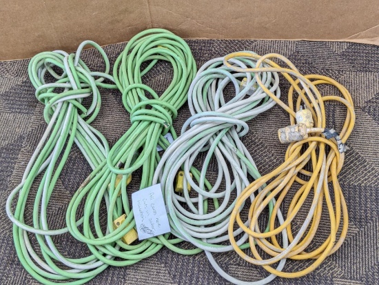 Four heavy duty extension cords, most w/ good ends, some have case cracking