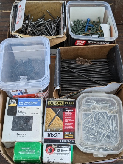 10x3" Hillman deck screws: drywall screws: aluminum, duplex, and ring shank nails; more
