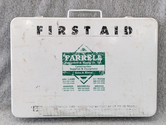 Weatherproof steel #50 first aid kit, is 14"