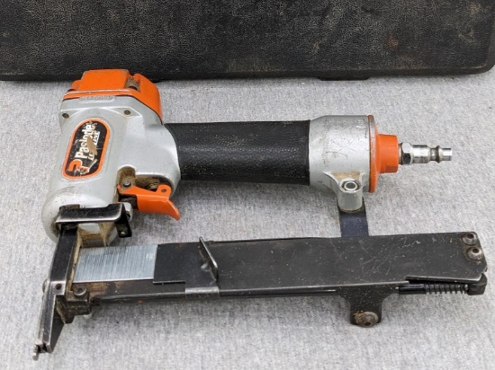 Paslode Lite Line 1-1/4" narrow soffit stapler is Model N18-125. Comes with case and manual.