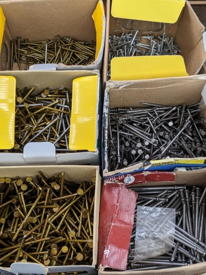 ProFit and other smooth and ring shanked nails, and two boxes of specialty double head nails measure